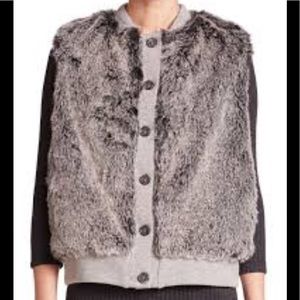 NWOT - Three Dots Grey Faux Fur Vest